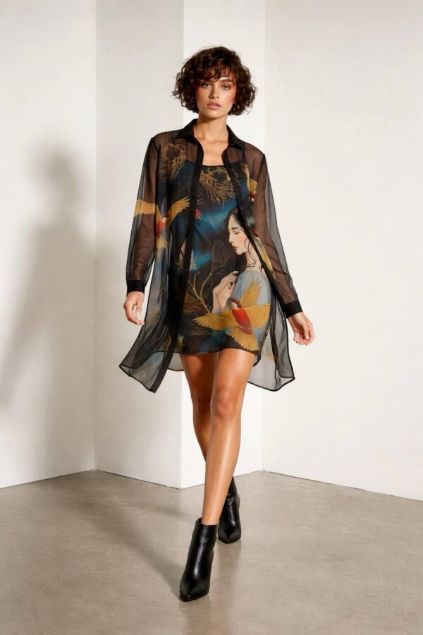 file_468.jpg Artistic Bird Print Sheer Dress