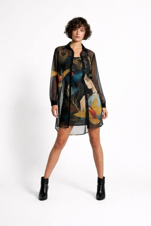 file_469.jpg Artistic Bird Print Sheer Dress