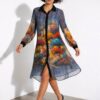 Artistic Landscape Print Shirt Dress