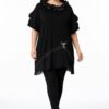Elegant Ruffled Layered Black Blouse with Embellishments