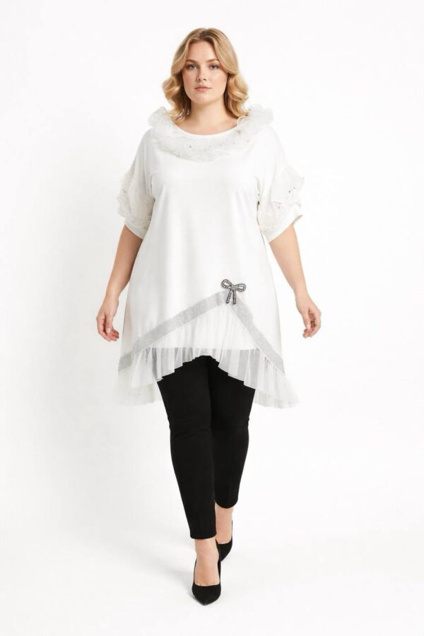 Elegant Ruffled Layered Black Blouse with Embellishments