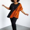 file_919.jpg Elegant Asymmetrical Orange Snakeskin Print Blouse