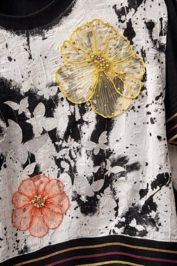 Elegant Abstract Floral Print Short Sleeve Blouse