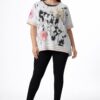 Elegant Abstract Floral Print Short Sleeve Blouse