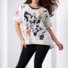 Elegant Abstract Floral Print Short Sleeve Blouse