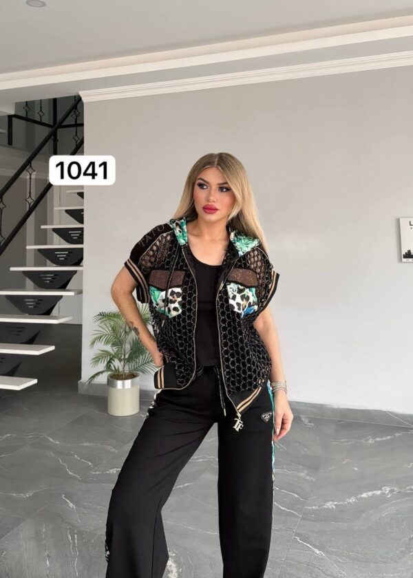 Women's 3-Piece Mesh Vest and Jogger Set