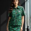 Women's Botanical Print Zip-Up Two-Piece Set