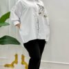 Elegant White Embroidered Oversized Shirt LAB7729