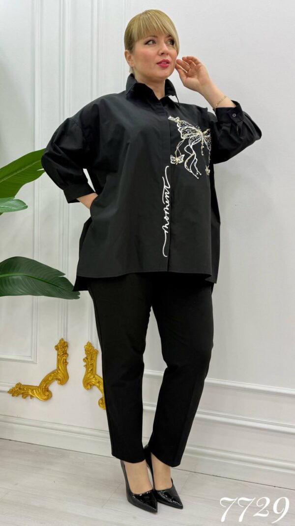 Elegant White Embroidered Oversized Shirt LAB7729