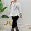 Elegant White Embroidered Floral Button-Down Shirt