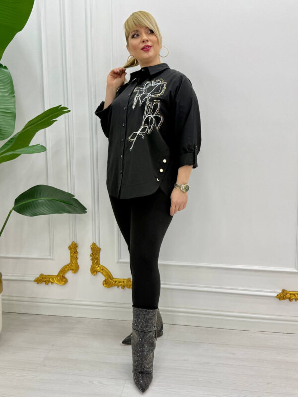 Elegant White Embroidered Floral Button-Down Shirt