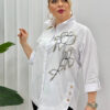 Elegant White Embroidered Floral Button-Down Shirt