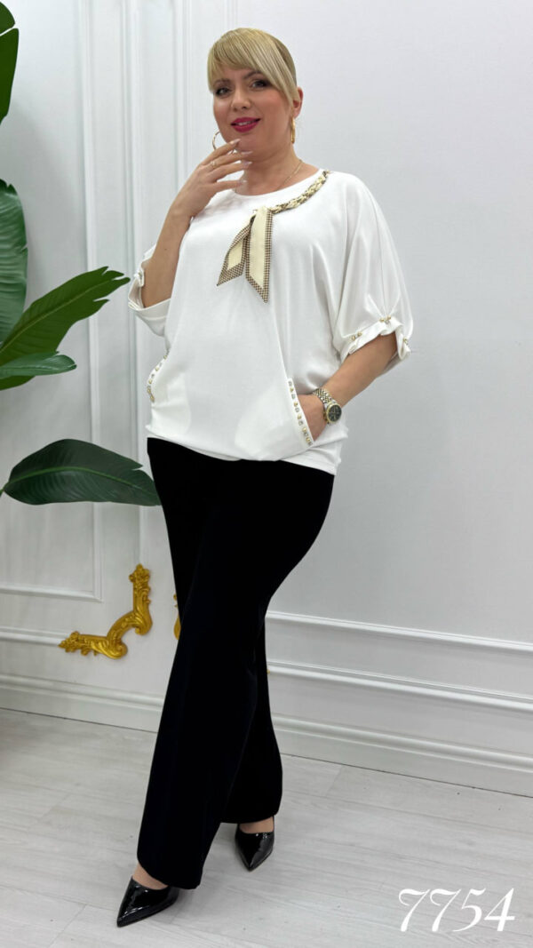 Elegant Red Chain Detail Women's Blouse