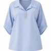 Elegant Light Blue V-Neck Tunic with Rhinestone Detail