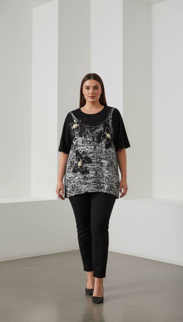 Women's Emerald Green Butterfly Embellished Tunic Blouse