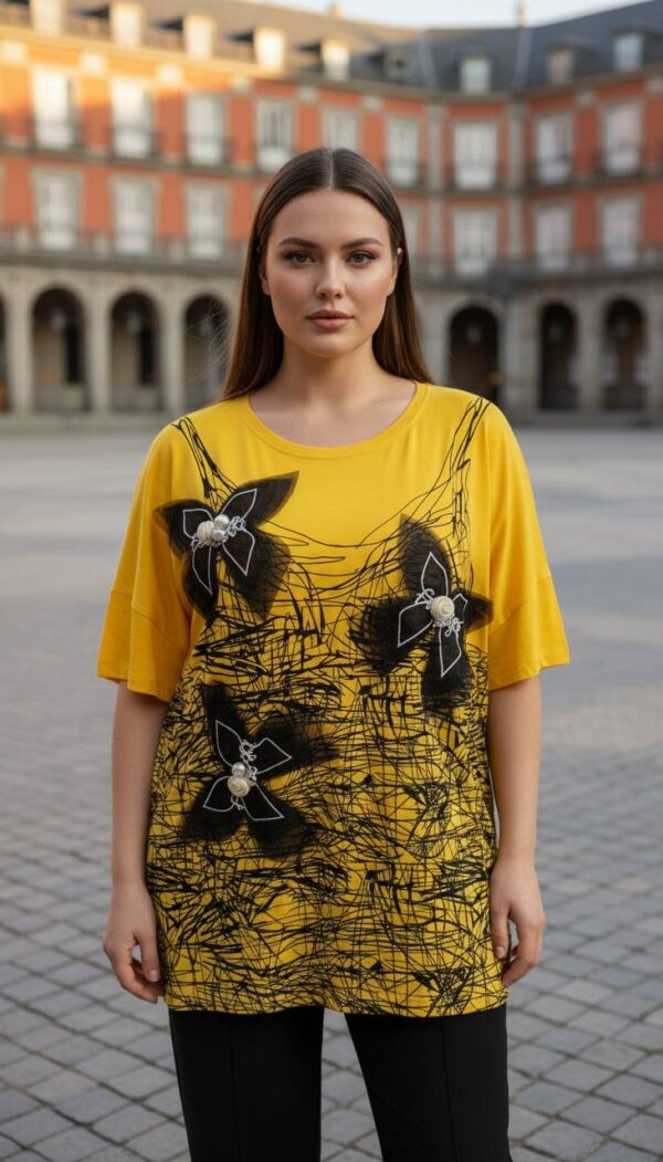 Women's Emerald Green Butterfly Embellished Tunic Blouse