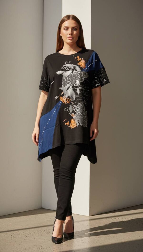 Elegant Graphic Printed Tunic Blouse for Women