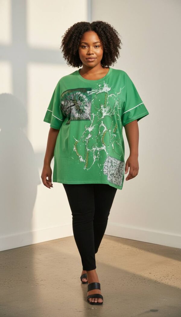 Artistic Graphic Print White Short Sleeve Blouse