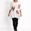 Women's Graphic Print Oversized Black Batwing Blouse