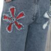 Women's Floral Patchwork Denim Trousers Wholesale