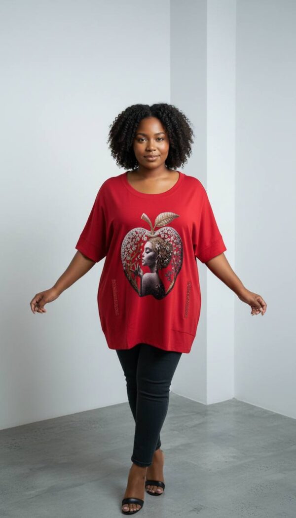 Elegant Artistic Apple Print White Fashion Blouse