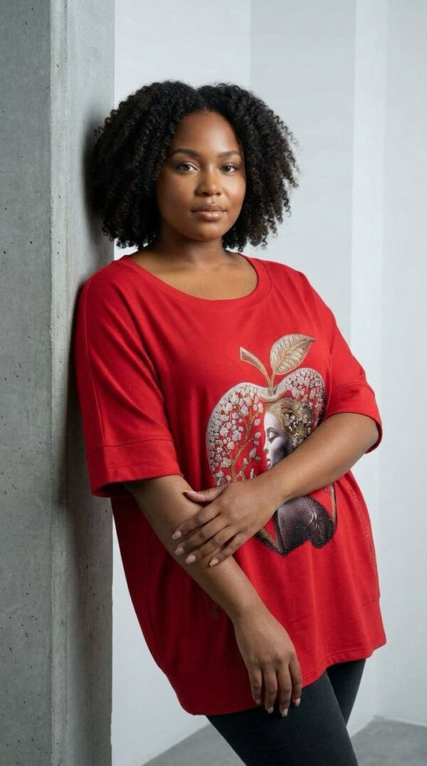 Elegant Artistic Apple Print White Fashion Blouse