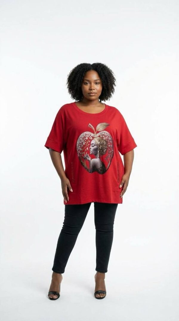 Elegant Artistic Apple Print White Fashion Blouse