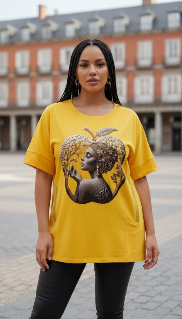 Elegant Artistic Apple Print White Fashion Blouse