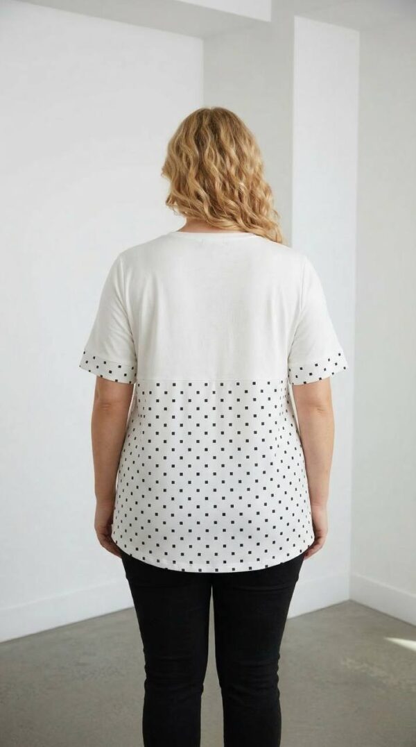 file_1467.jpg Elegant Umbrella Graphic Blouse with Polka Dot Trim