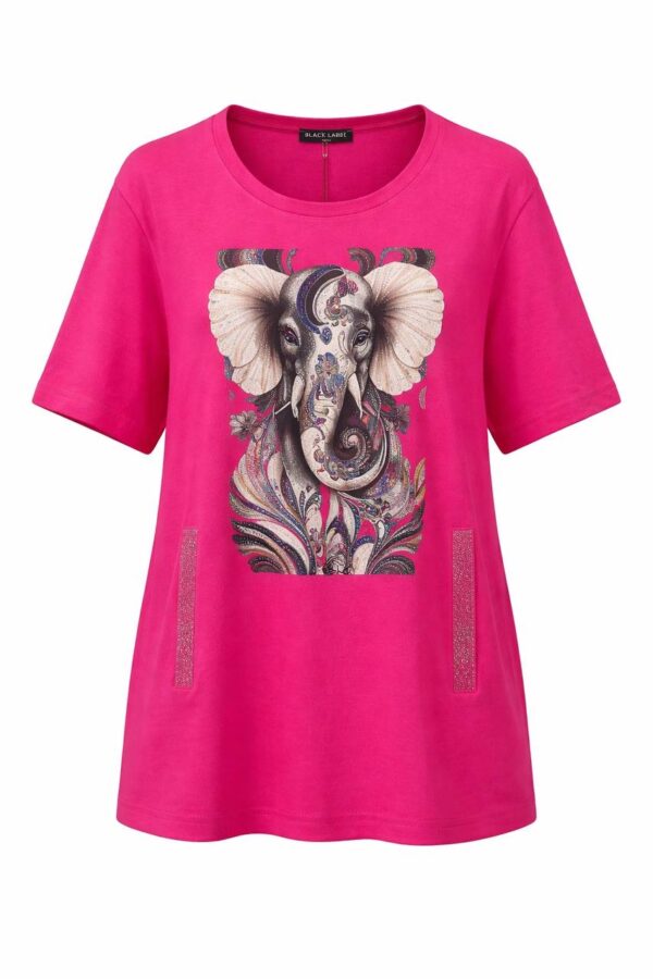 Elegant Elephant Print Oversized White Blouse
