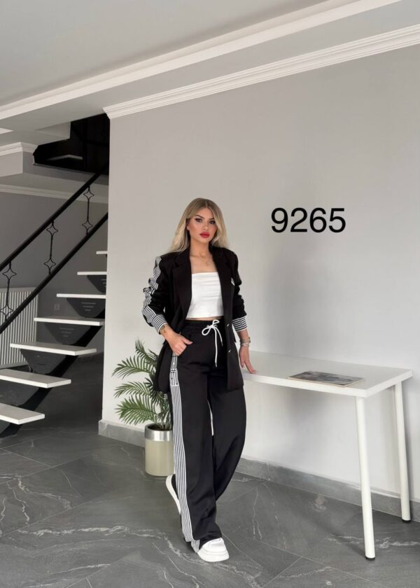Women's Striped Blazer and Trousers Two-Piece Set