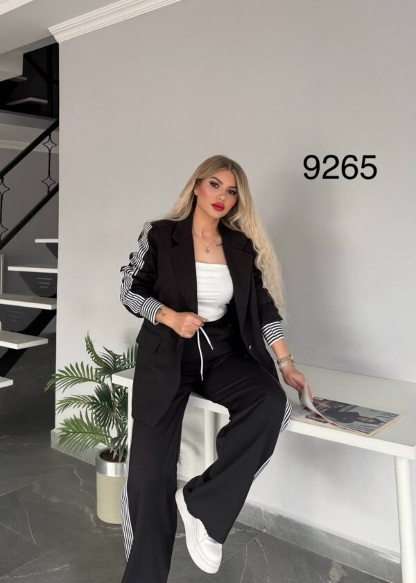 Women's Striped Blazer and Trousers Two-Piece Set