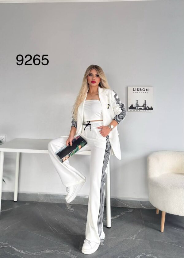Women's Striped Blazer and Trousers Two-Piece Set