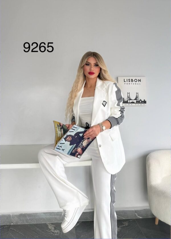 Women's Striped Blazer and Trousers Two-Piece Set