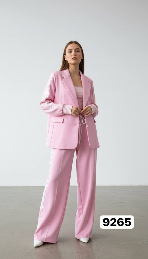 Women's Striped Blazer and Trousers Two-Piece Set