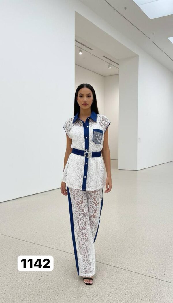 Premium Lace Shirt and Trousers Two-Piece Set