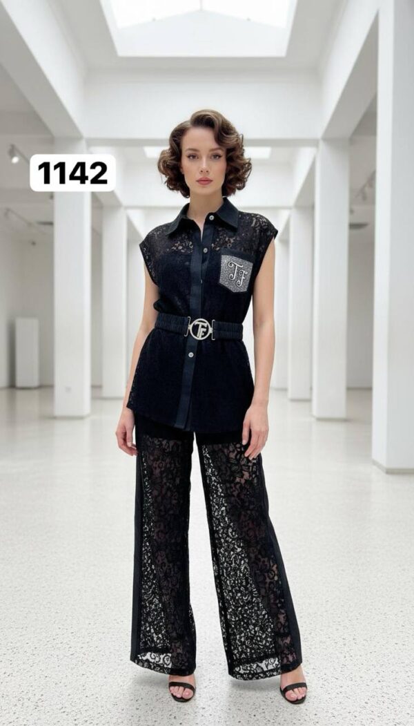 Premium Lace Shirt and Trousers Two-Piece Set