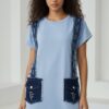 Women's Black Denim Accented Tunic Dress