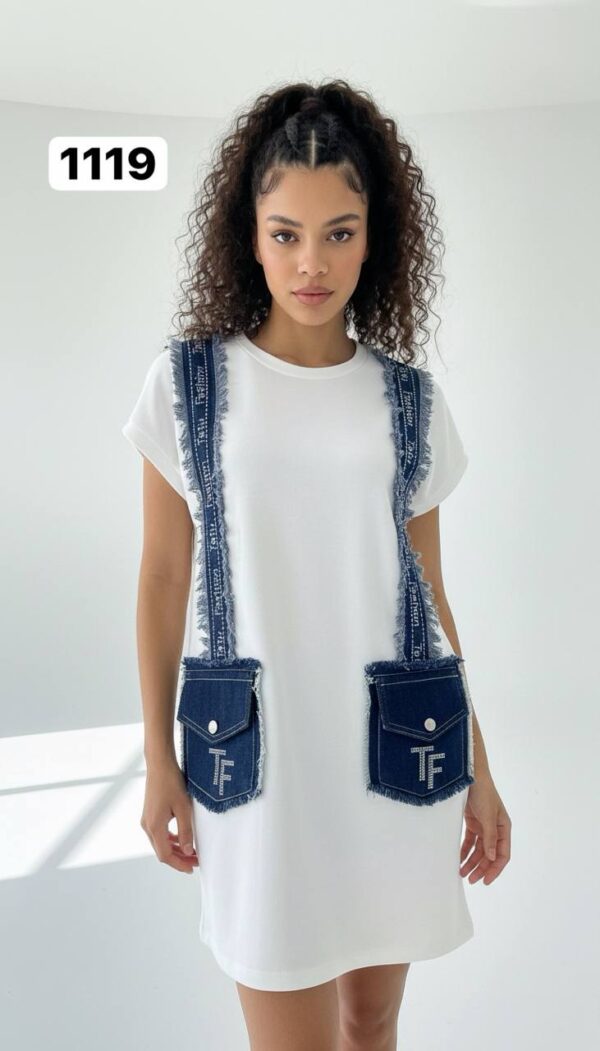 Women's Black Denim Accented Tunic Dress