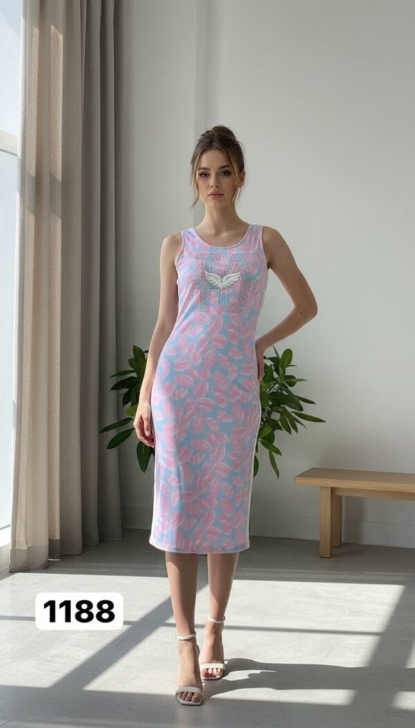 Tropical Leaf Print Sleeveless Midi Sporty Dress