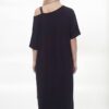 Avant-Garde Asymmetric Black Dress with Chain Detail