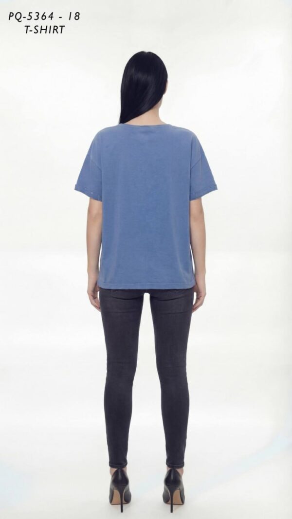 Women's Distressed Washed T-Shirt with Chain Detail