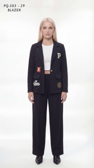 Women's Varsity Patch Single Button Blazer