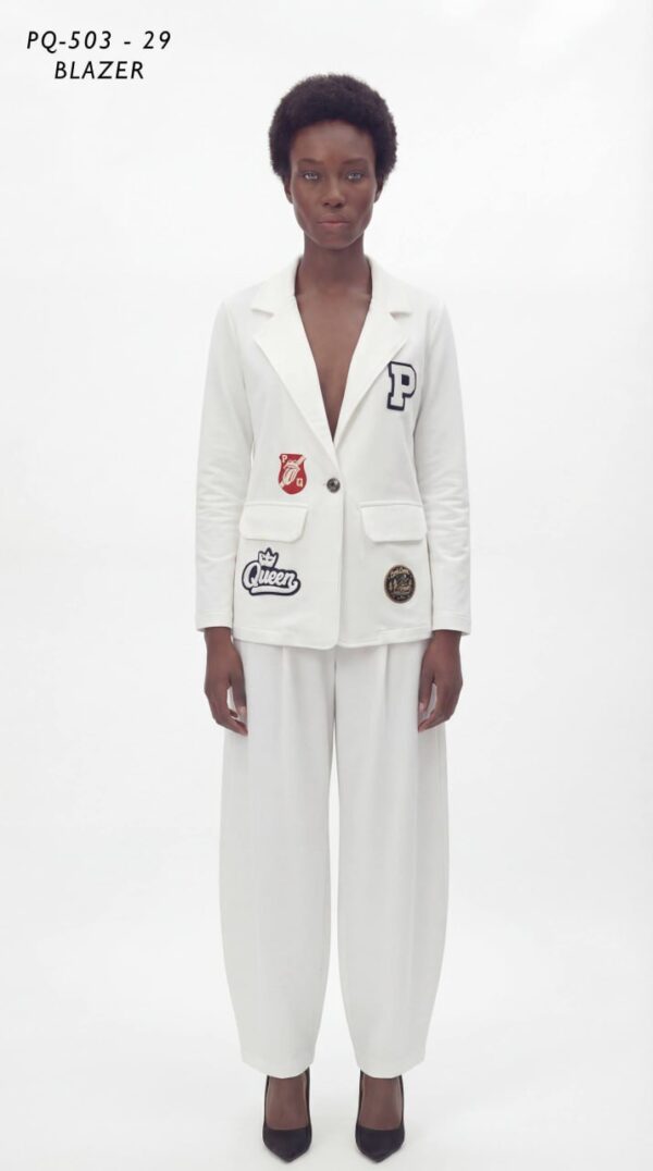 Women's Varsity Patch Single Button Blazer