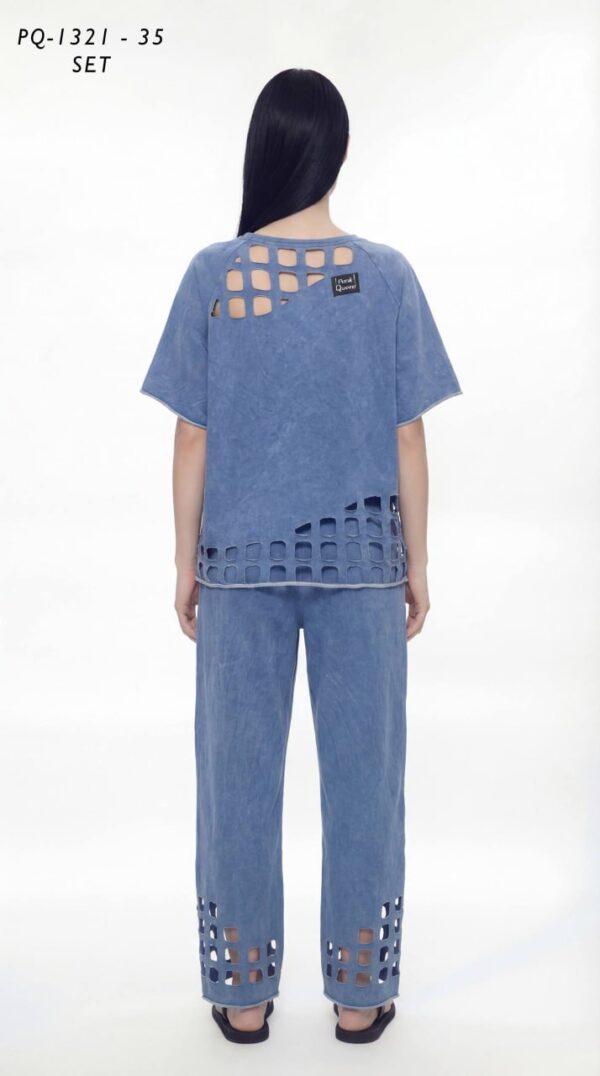 Women's Acid Wash Cutout Two-Piece Set