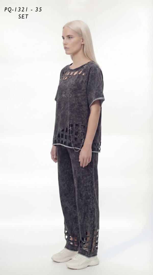 Women's Acid Wash Cutout Two-Piece Set