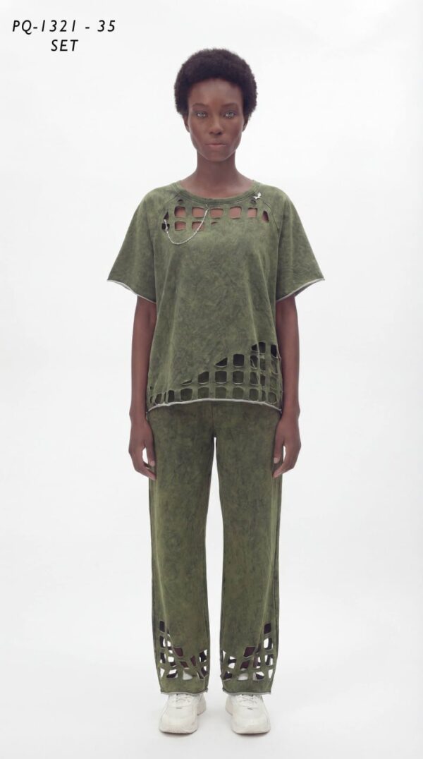 Women's Acid Wash Cutout Two-Piece Set