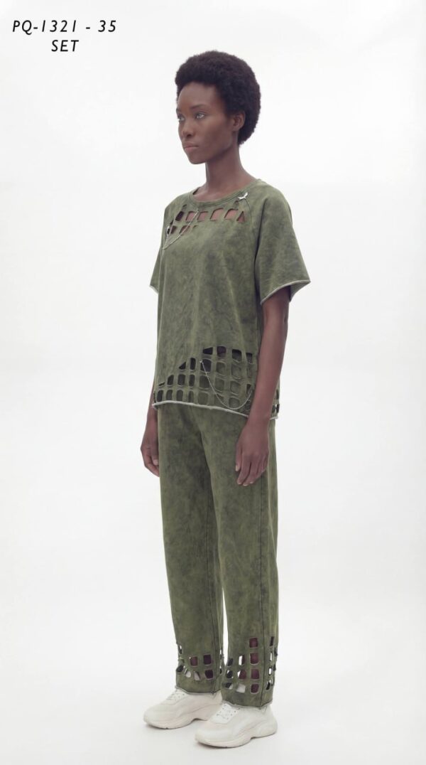 Women's Acid Wash Cutout Two-Piece Set