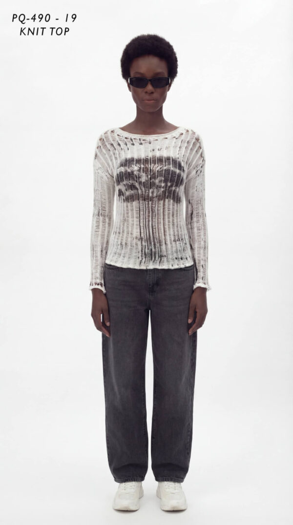 file_2404.jpg Women's Distressed Long Sleeve Abstract Knit Top