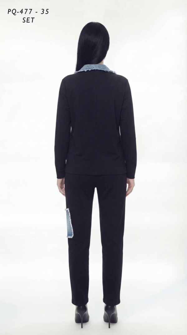 file_2443.jpg Women's Distressed Denim Patch Two-Piece Jacket Set